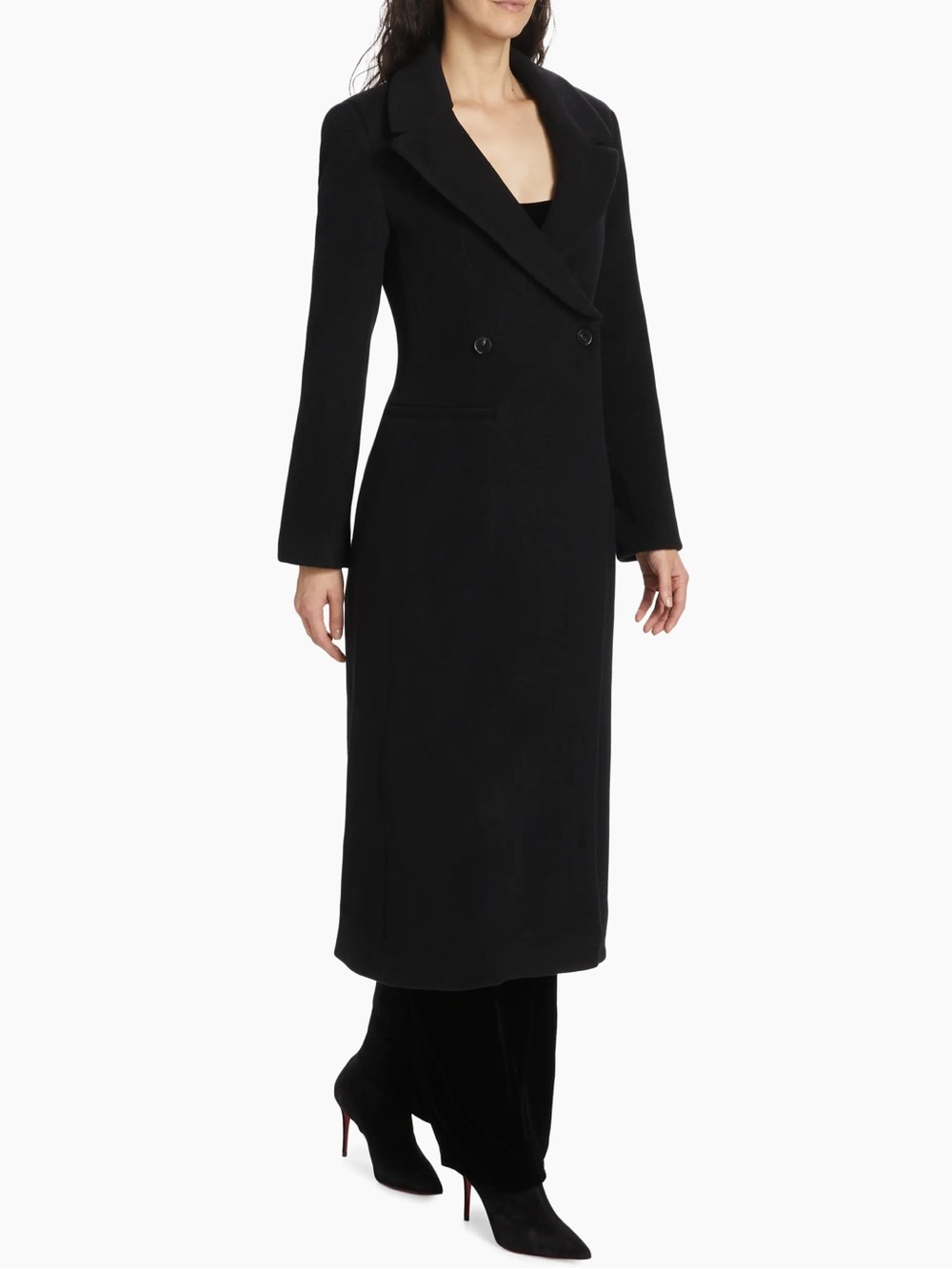 REFORMATION Women’s Wool-Blend Double-Breasted Black Coat